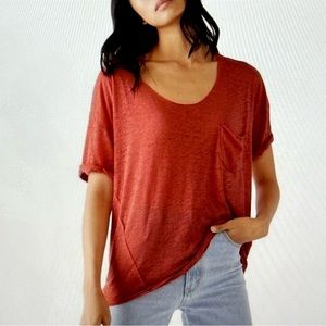 NWT Free People Sky T Shirt in Coral